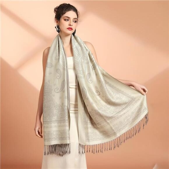 Two Tone Pashmina Shawl Scarf, 01 - Picture 1 of 7
